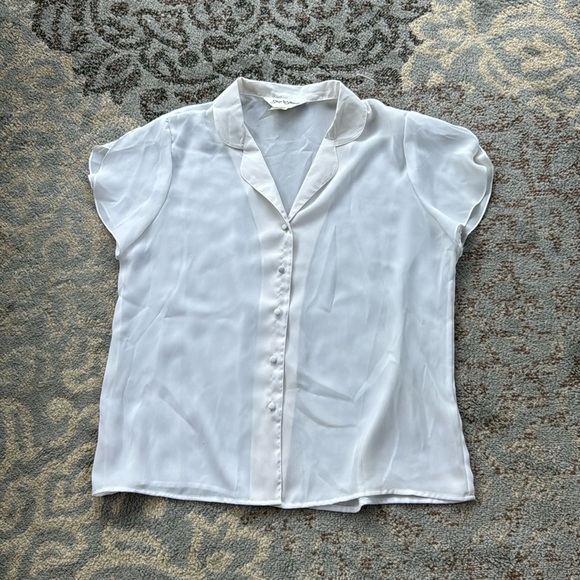 Vintage Ship n’ Shore Button Down Cap Sleeve Blouse White 16 - Picture 1 of 6